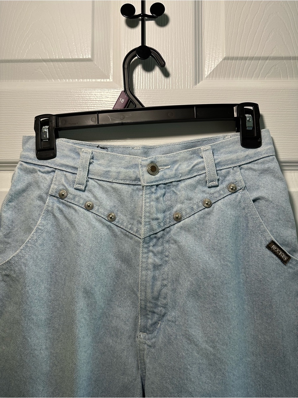 Rockies Light Blue High-Rise Jeans with Stud Embellishments
